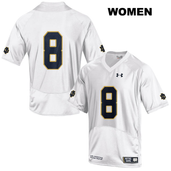 Women's NCAA Notre Dame Fighting Irish #8 Jafar Armstrong Stitched College Under Armour Authentic White No Name Football Jersey JV10B33AT